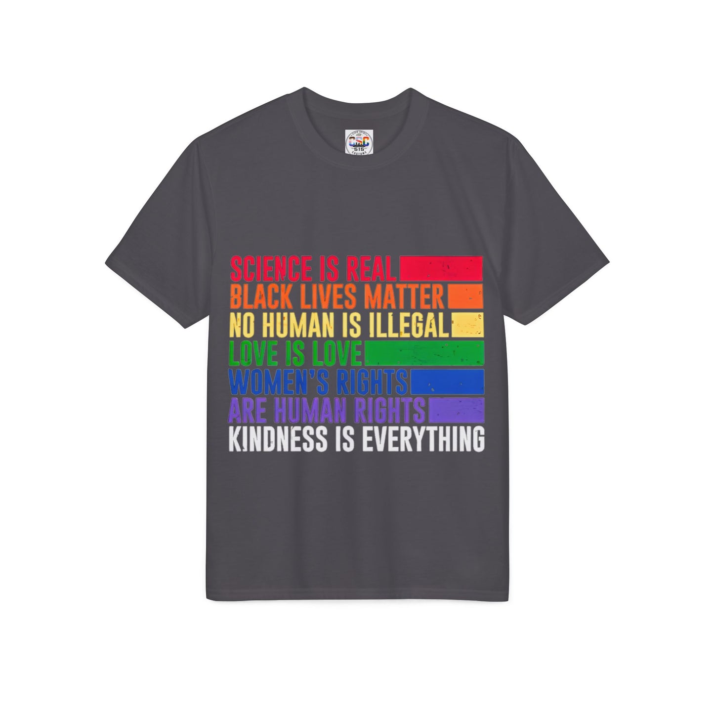 Equality Pride T-Shirt — "Science Is Real, Black Lives Matter" Rainbow Social Justice Tee