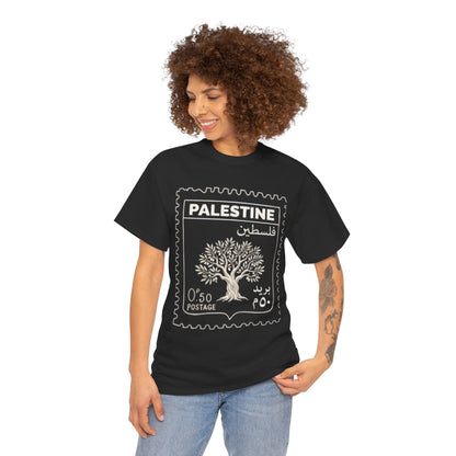 Palestine Stamp Tee — Olive Tree Postage Graphic T-Shirt