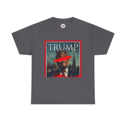 Graphic Tee — Distressed Political Portrait with Red Strike-Through