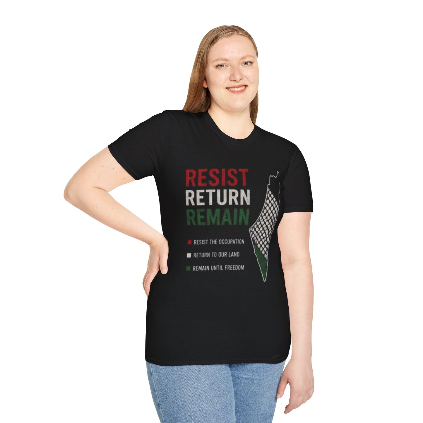 Resist Return Remain T-Shirt — Palestine Map Solidarity Tee