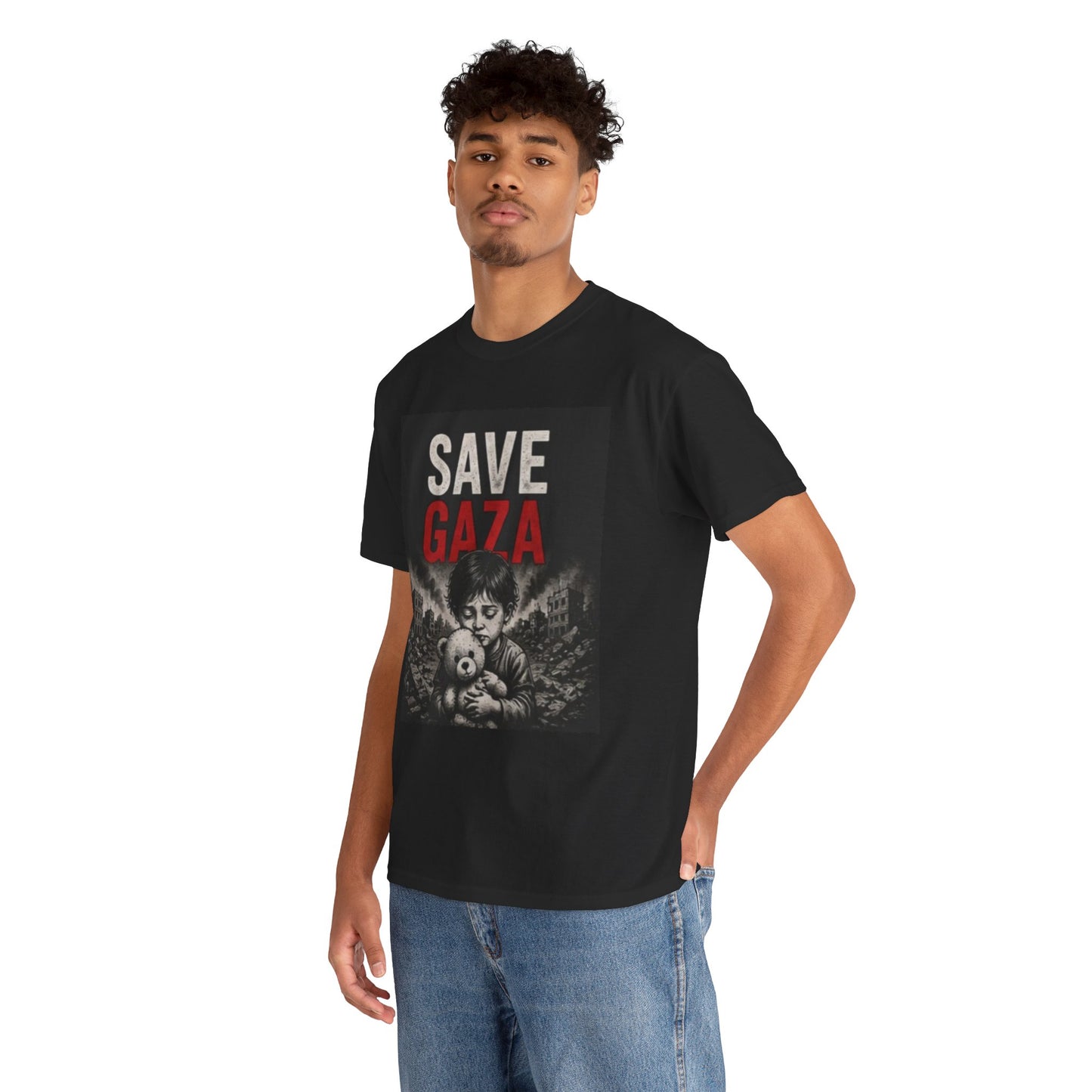 Save Gaza T-Shirt — Child with Teddy Protest Tee