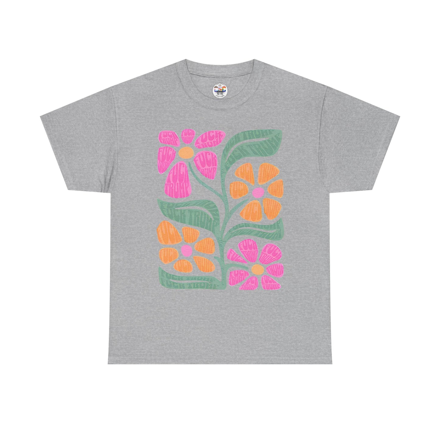 Retro Floral T-Shirt - Pink & Orange Vintage Flower Graphic Tee