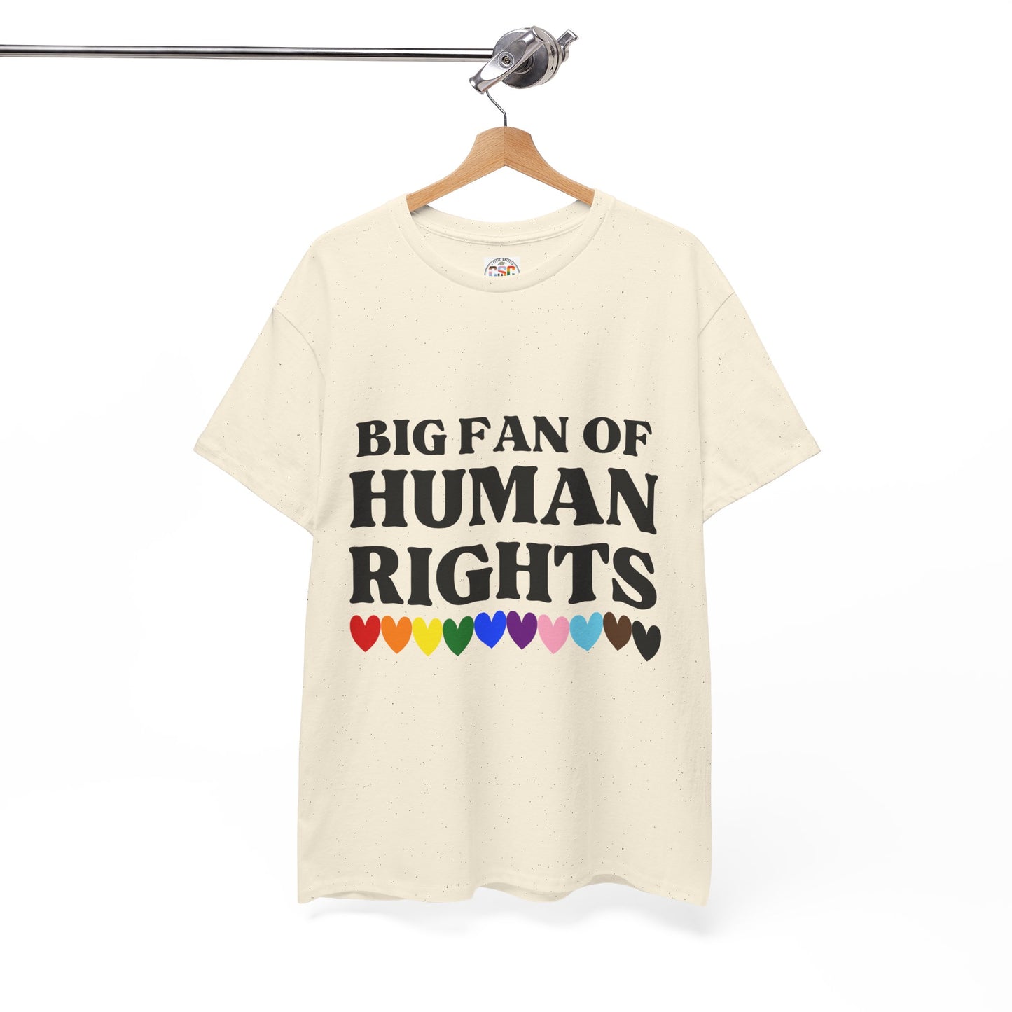Human Rights T-Shirt — "Big Fan of Human Rights" Pride Hearts Tee