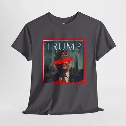 Graphic Tee — Distressed Political Portrait with Red Strike-Through