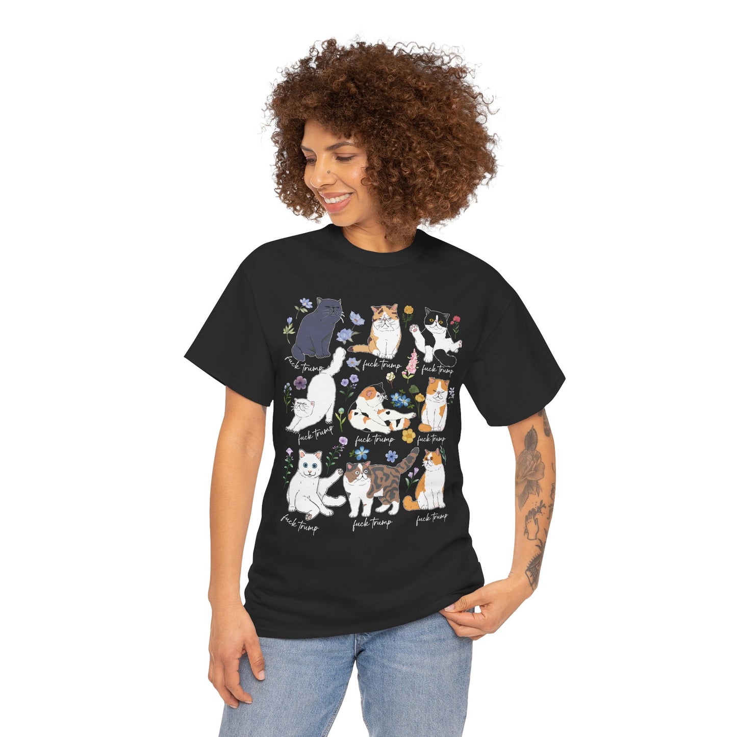 Cat F Trump Graphic Tee - Cute Cats Illustration