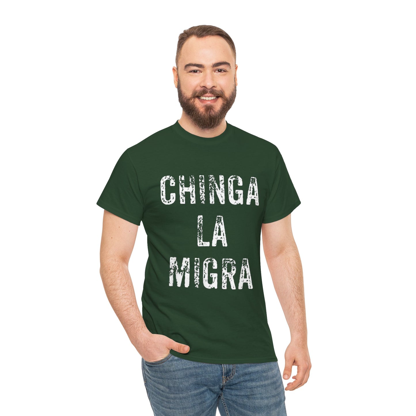 T-Shirt — "Chinga La Migra" Bold Distressed Statement Tee