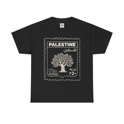 Palestine Stamp Tee — Olive Tree Postage Graphic T-Shirt
