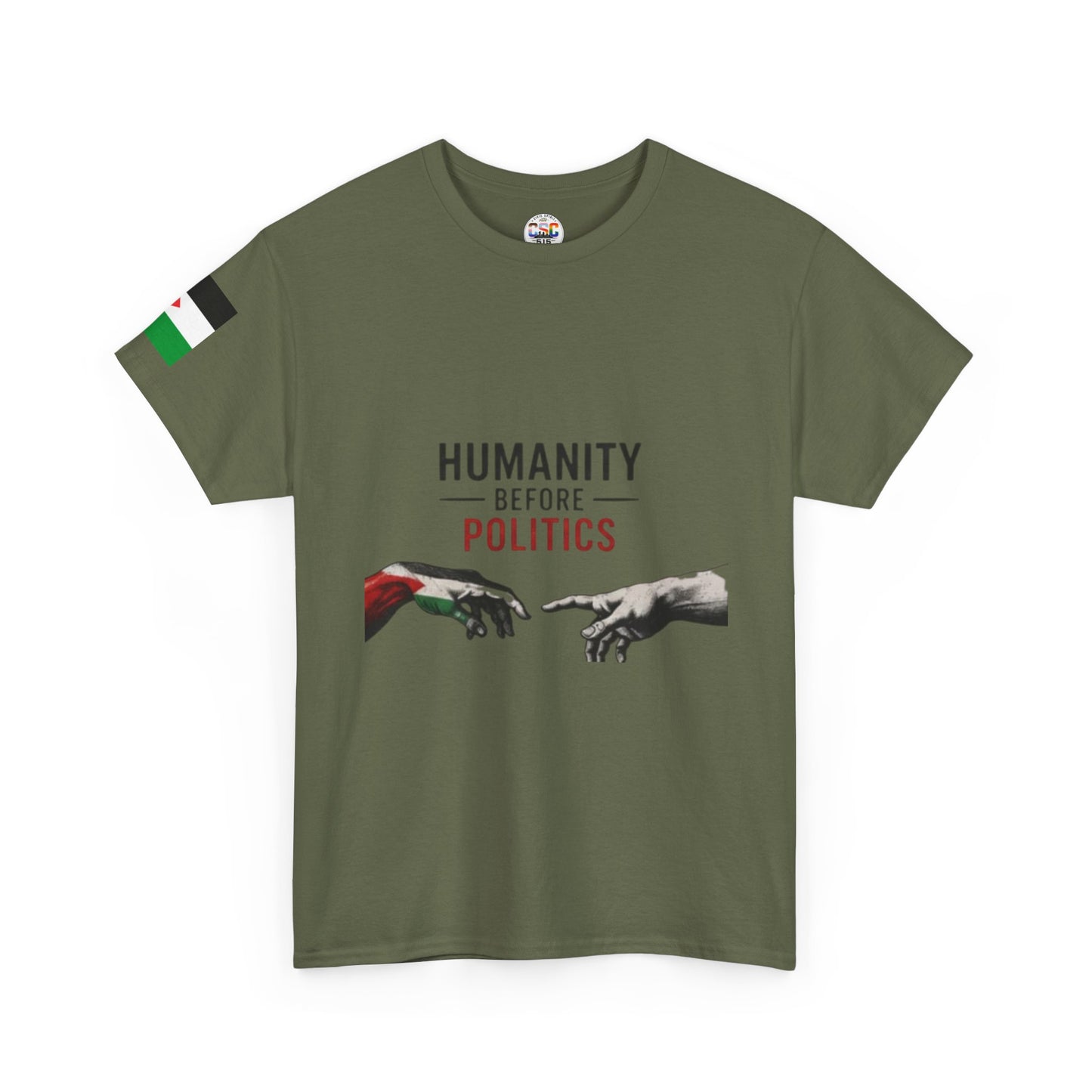Humanity Before Politics T-Shirt — Unity Hands Graphic Tee