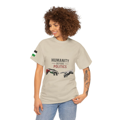 Humanity Before Politics T-Shirt — Unity Hands Graphic Tee