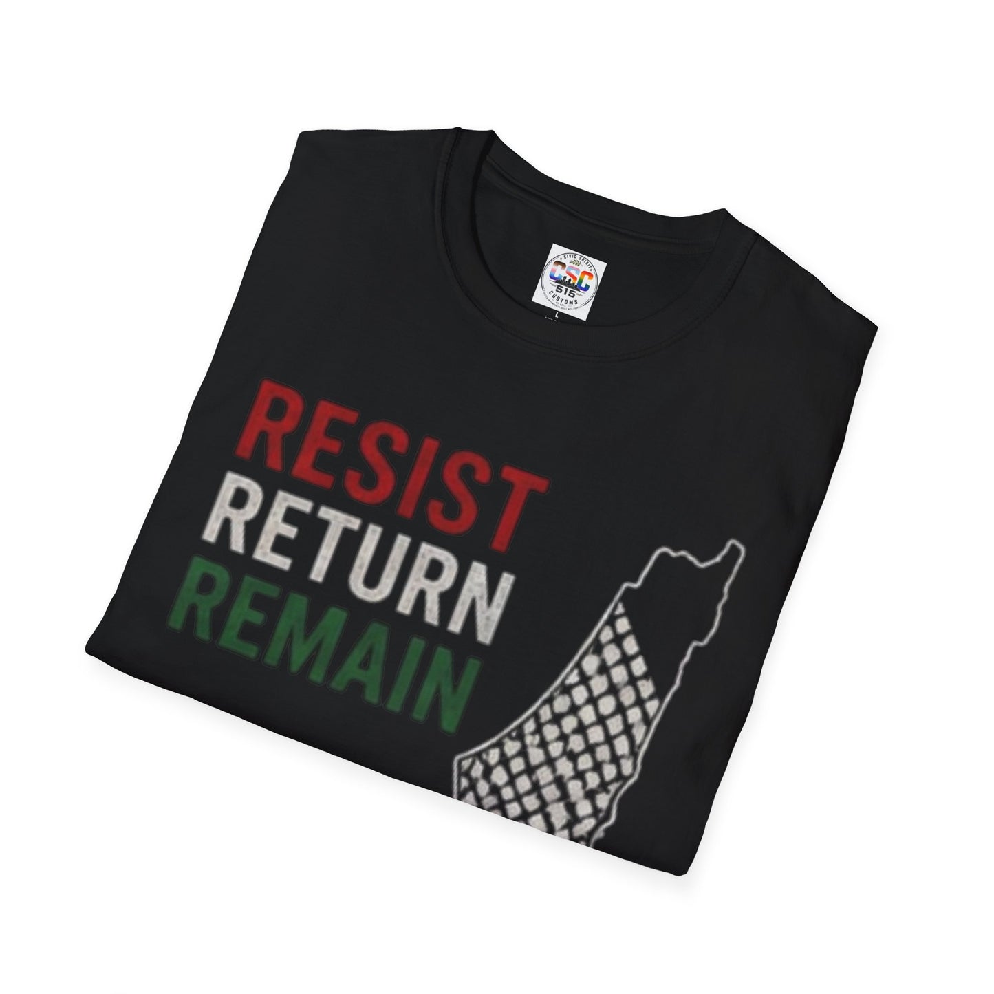 Resist Return Remain T-Shirt — Palestine Map Solidarity Tee