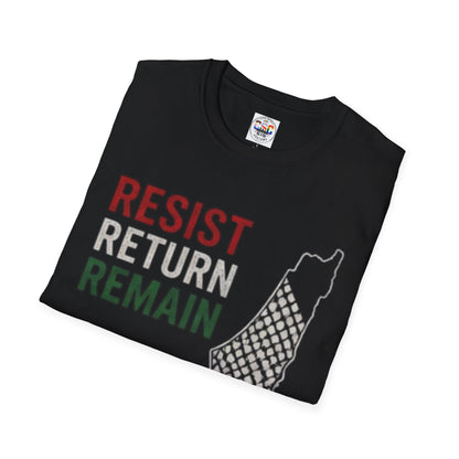 Resist Return Remain T-Shirt — Palestine Map Solidarity Tee