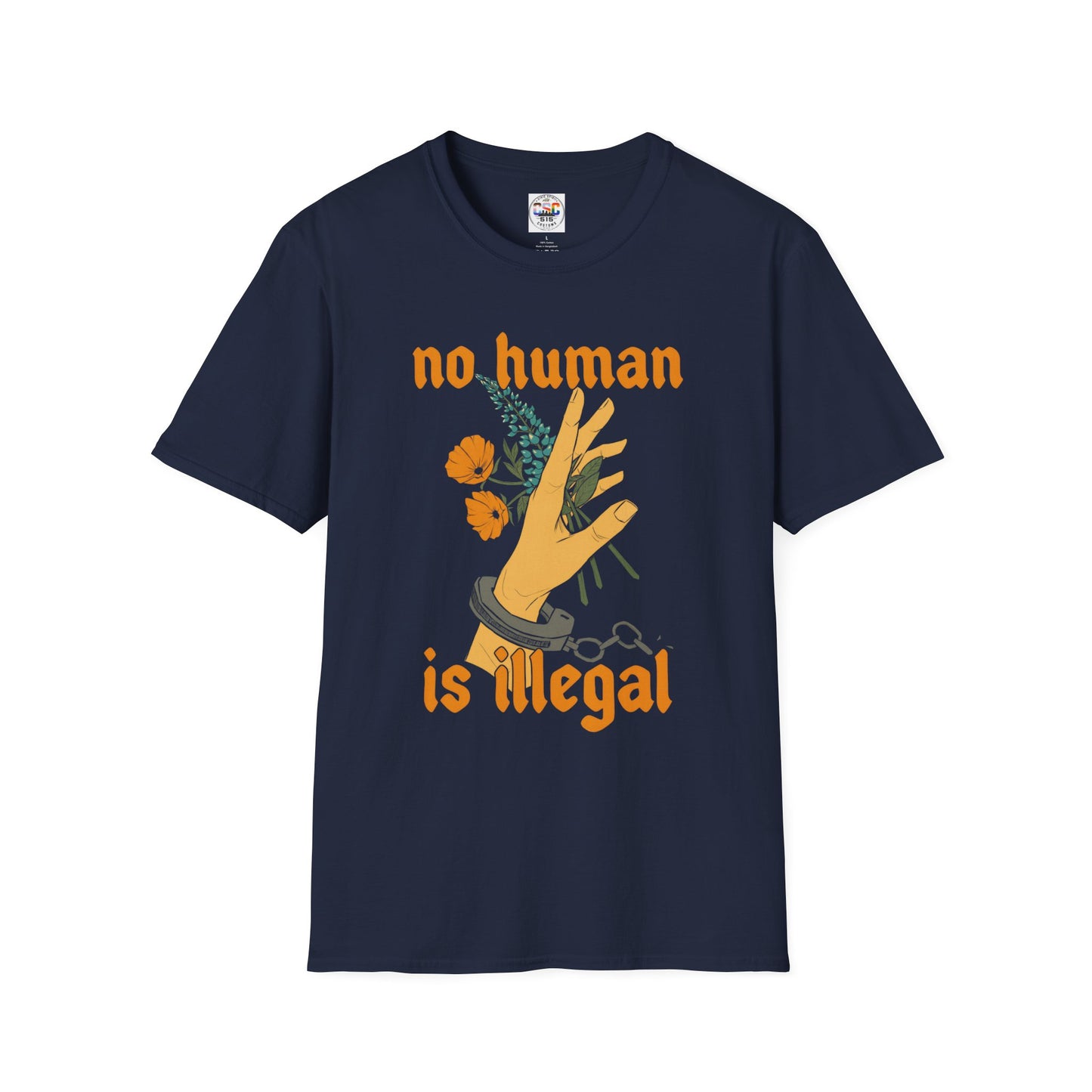 No Human Is Illegal T-Shirt — Immigration Justice Graphic Tee