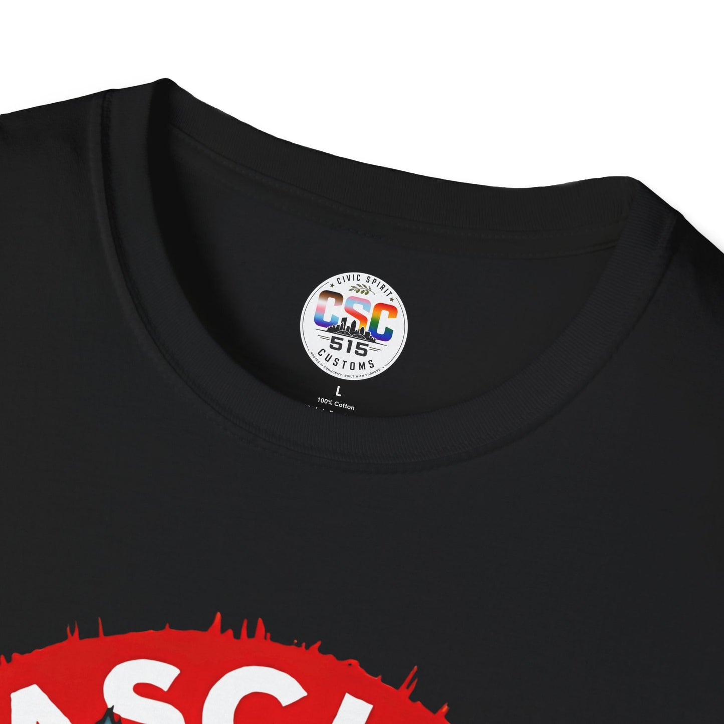 T-Shirt — "Fascists Get Scratches" Angry Black Cat Protest Tee
