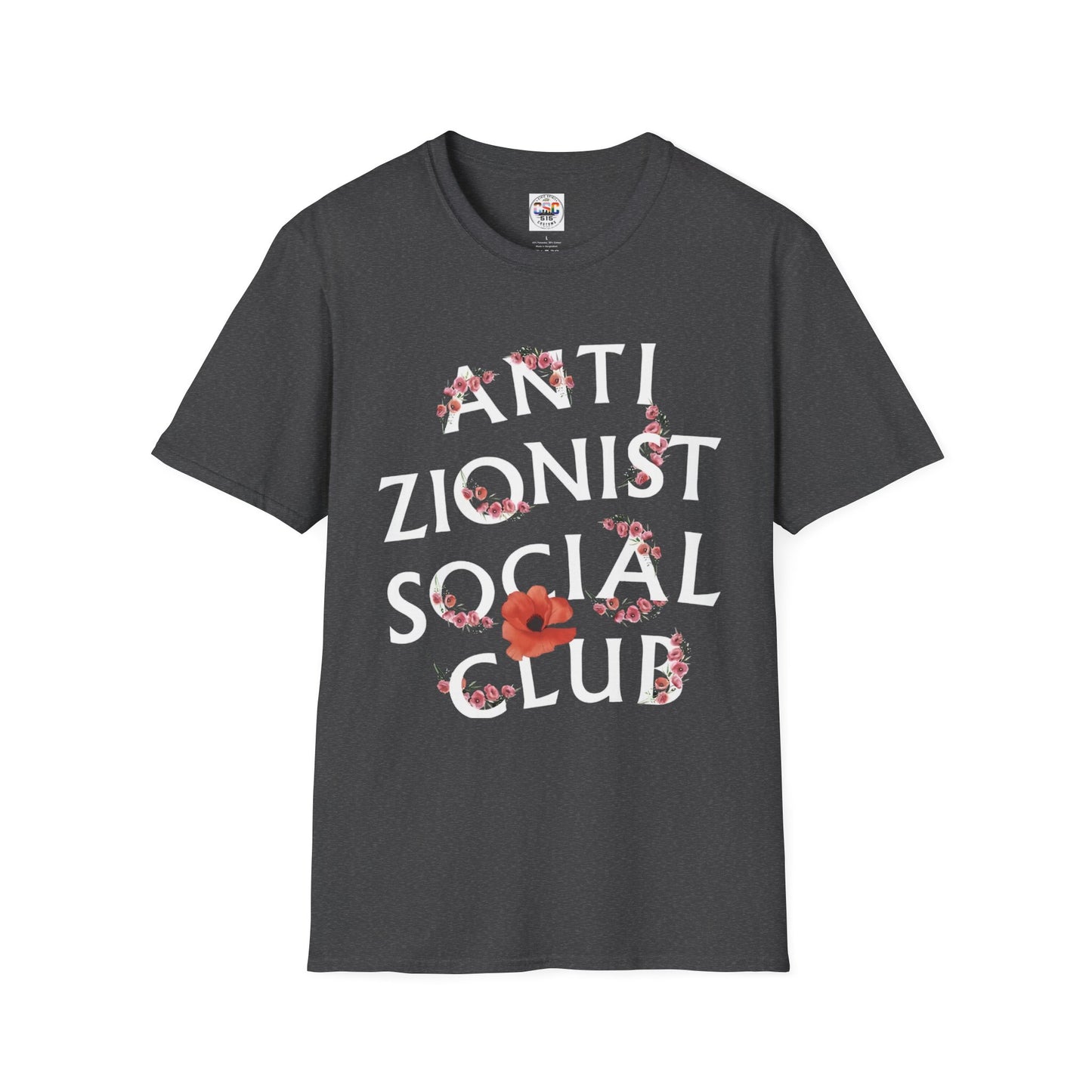 Anti Zionist Social Club T-Shirt — Floral Protest Graphic Tee
