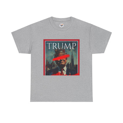 Graphic Tee — Distressed Political Portrait with Red Strike-Through