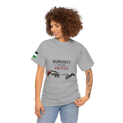 Humanity Before Politics T-Shirt — Unity Hands Graphic Tee