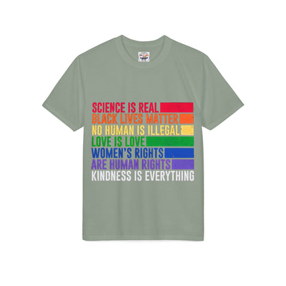 Equality Pride T-Shirt — "Science Is Real, Black Lives Matter" Rainbow Social Justice Tee
