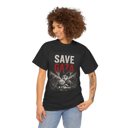 Save Gaza T-Shirt — Child with Teddy Protest Tee