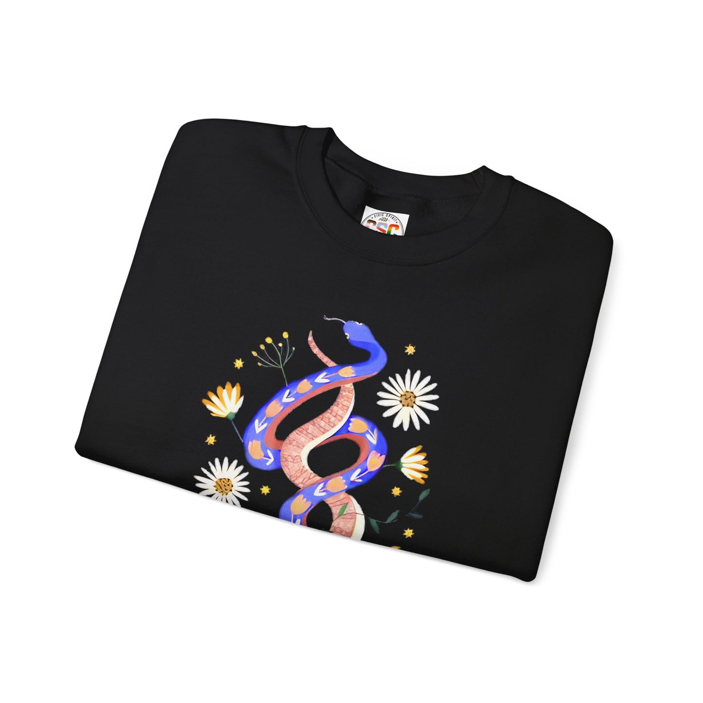 Crewneck Sweatshirt — 'Chinga La Migra' Floral Snake Protest Graphic