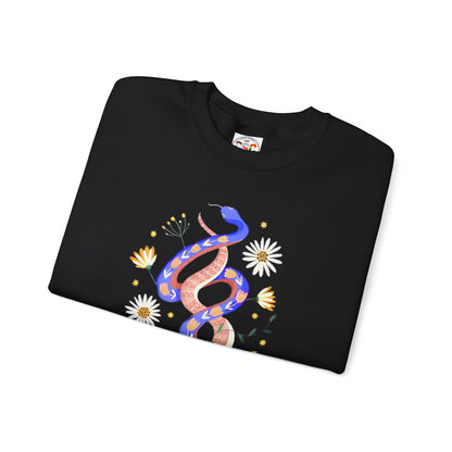 Crewneck Sweatshirt — 'Chinga La Migra' Floral Snake Protest Graphic