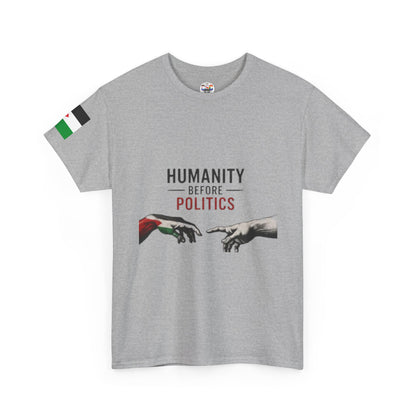 Humanity Before Politics T-Shirt — Unity Hands Graphic Tee