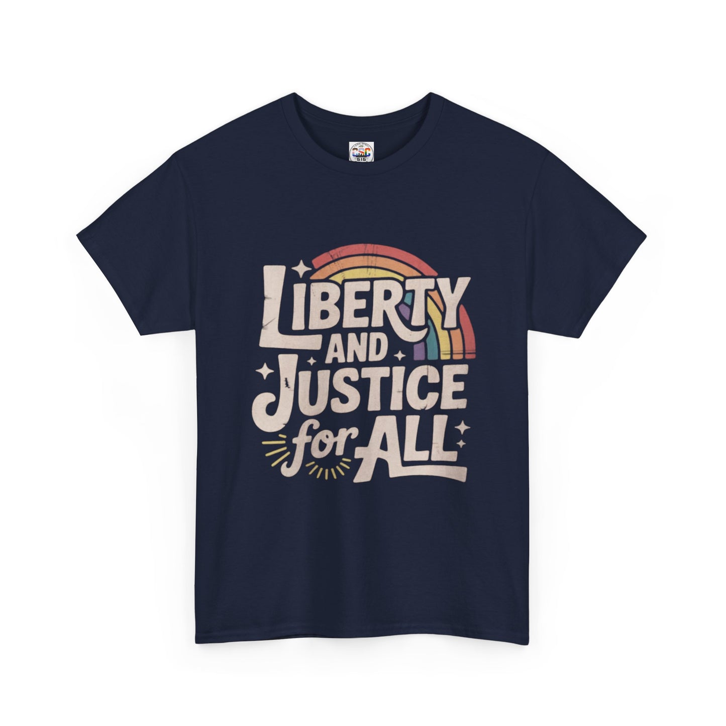 Liberty and Justice for All Tee — Vintage Rainbow Equality T-Shirt