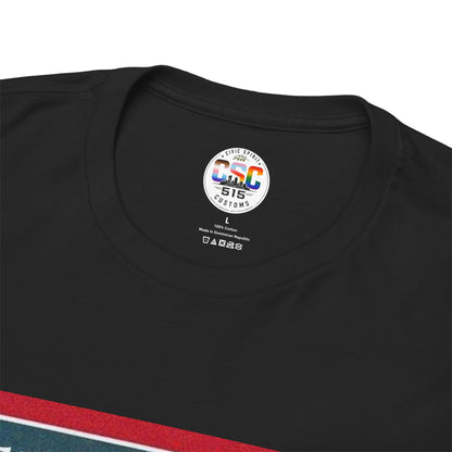 Graphic Tee — Distressed Political Portrait with Red Strike-Through