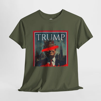 Graphic Tee — Distressed Political Portrait with Red Strike-Through