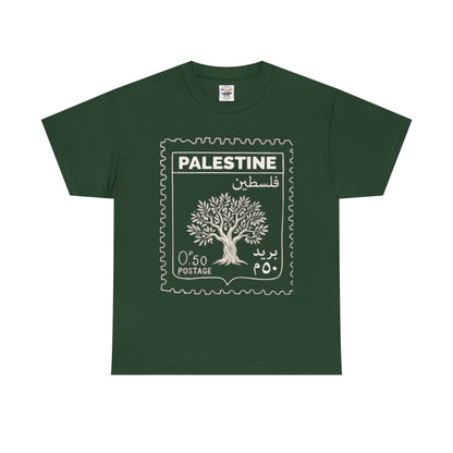 Palestine Stamp Tee — Olive Tree Postage Graphic T-Shirt