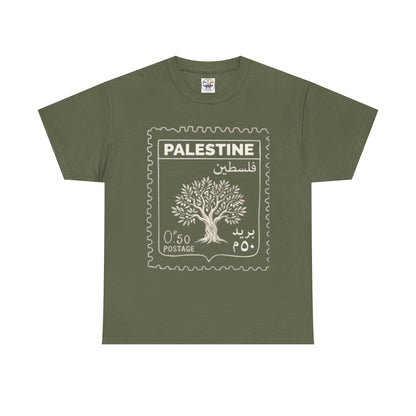 Palestine Stamp Tee — Olive Tree Postage Graphic T-Shirt