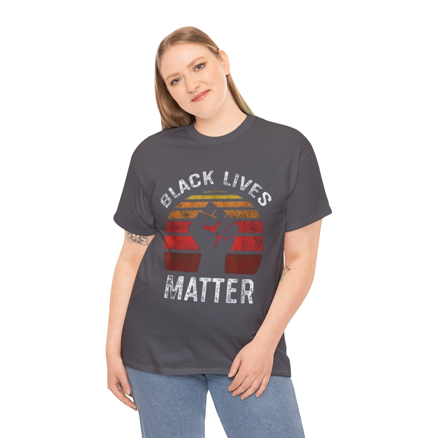 Black Lives Matter Tee — Retro Sunset Fist Protest T-Shirt