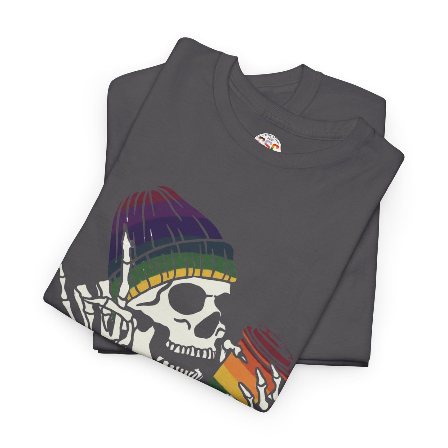 Skull Coffee Tee — "Stay woke, Stay caffeinated, Stay resilient" Graphic T-Shirt