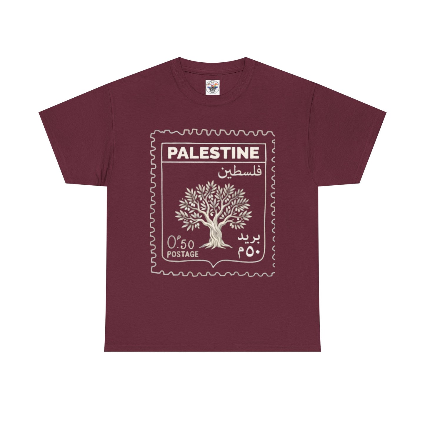 Palestine Stamp Tee — Olive Tree Postage Graphic T-Shirt