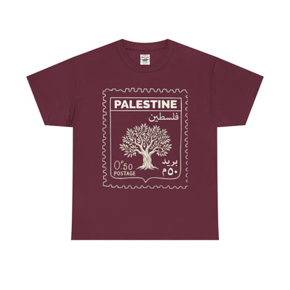 Palestine Stamp Tee — Olive Tree Postage Graphic T-Shirt