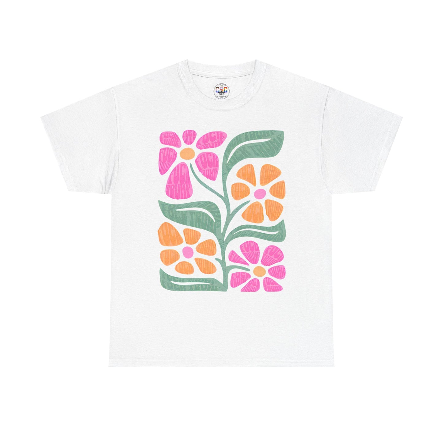 Retro Floral T-Shirt - Pink & Orange Vintage Flower Graphic Tee