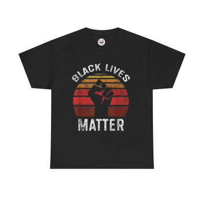 Black Lives Matter Tee — Retro Sunset Fist Protest T-Shirt