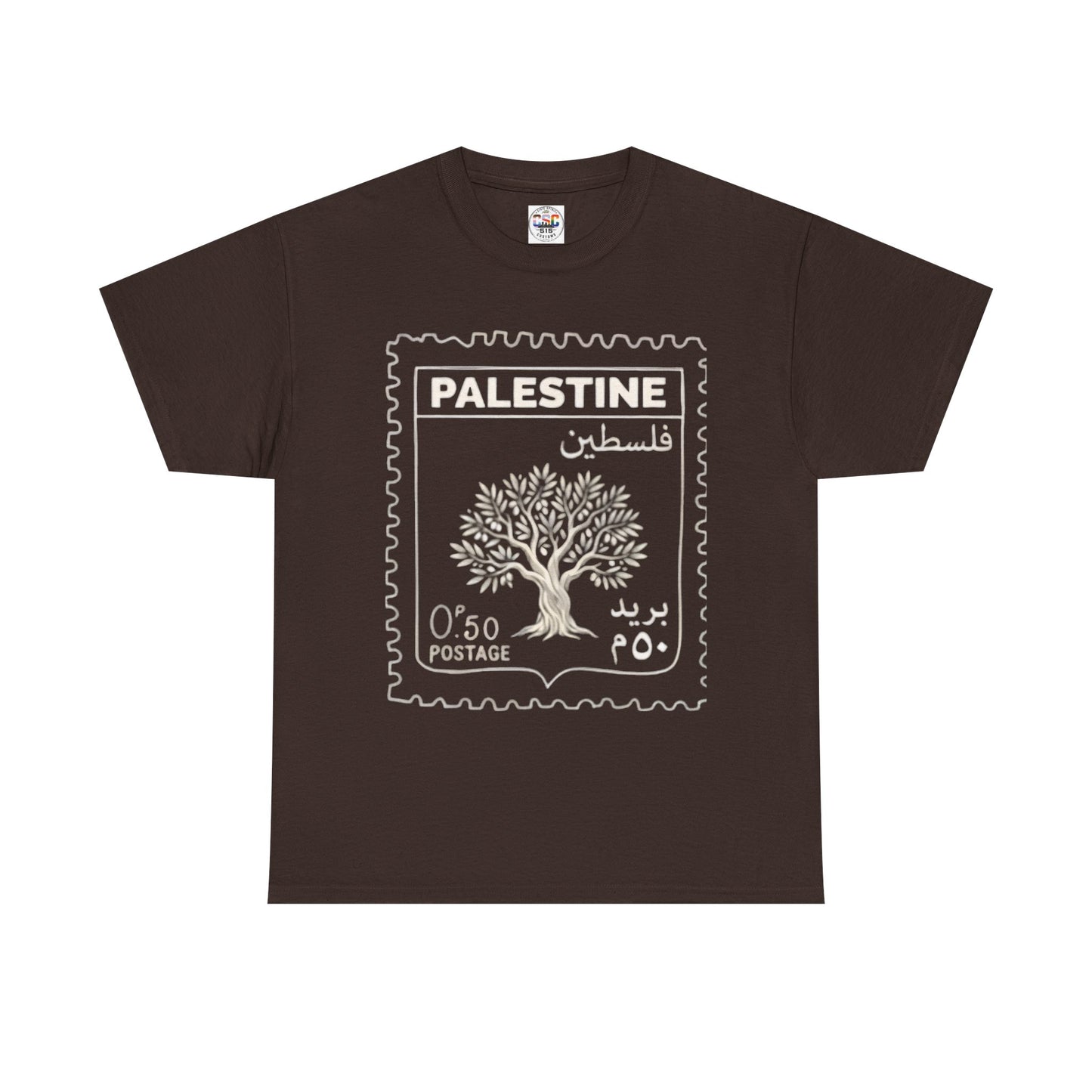 Palestine Stamp Tee — Olive Tree Postage Graphic T-Shirt