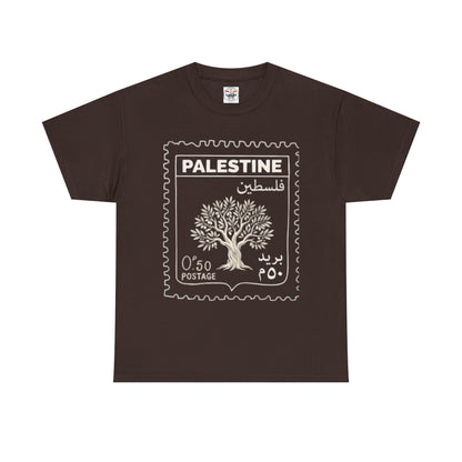 Palestine Stamp Tee — Olive Tree Postage Graphic T-Shirt