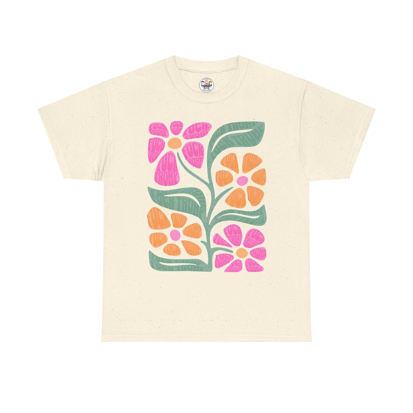 Retro Floral T-Shirt - Pink & Orange Vintage Flower Graphic Tee