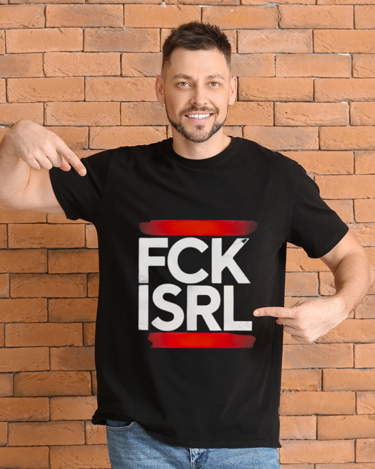 Graphic Tee with Bold 'FCK ISRL' Protest Design