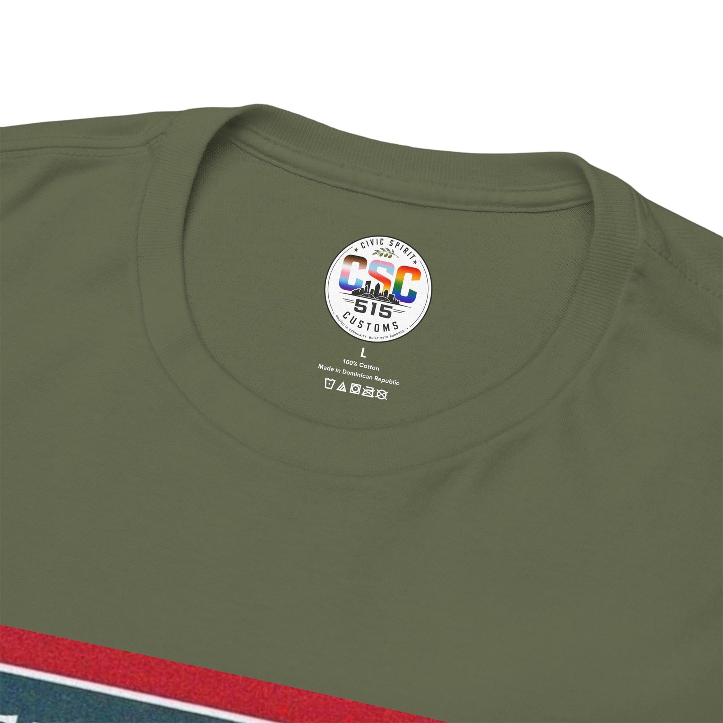 Graphic Tee — Distressed Political Portrait with Red Strike-Through