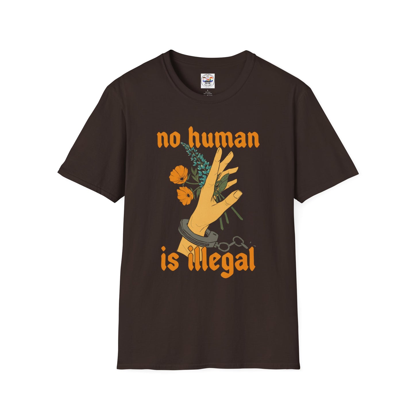 No Human Is Illegal T-Shirt — Immigration Justice Graphic Tee