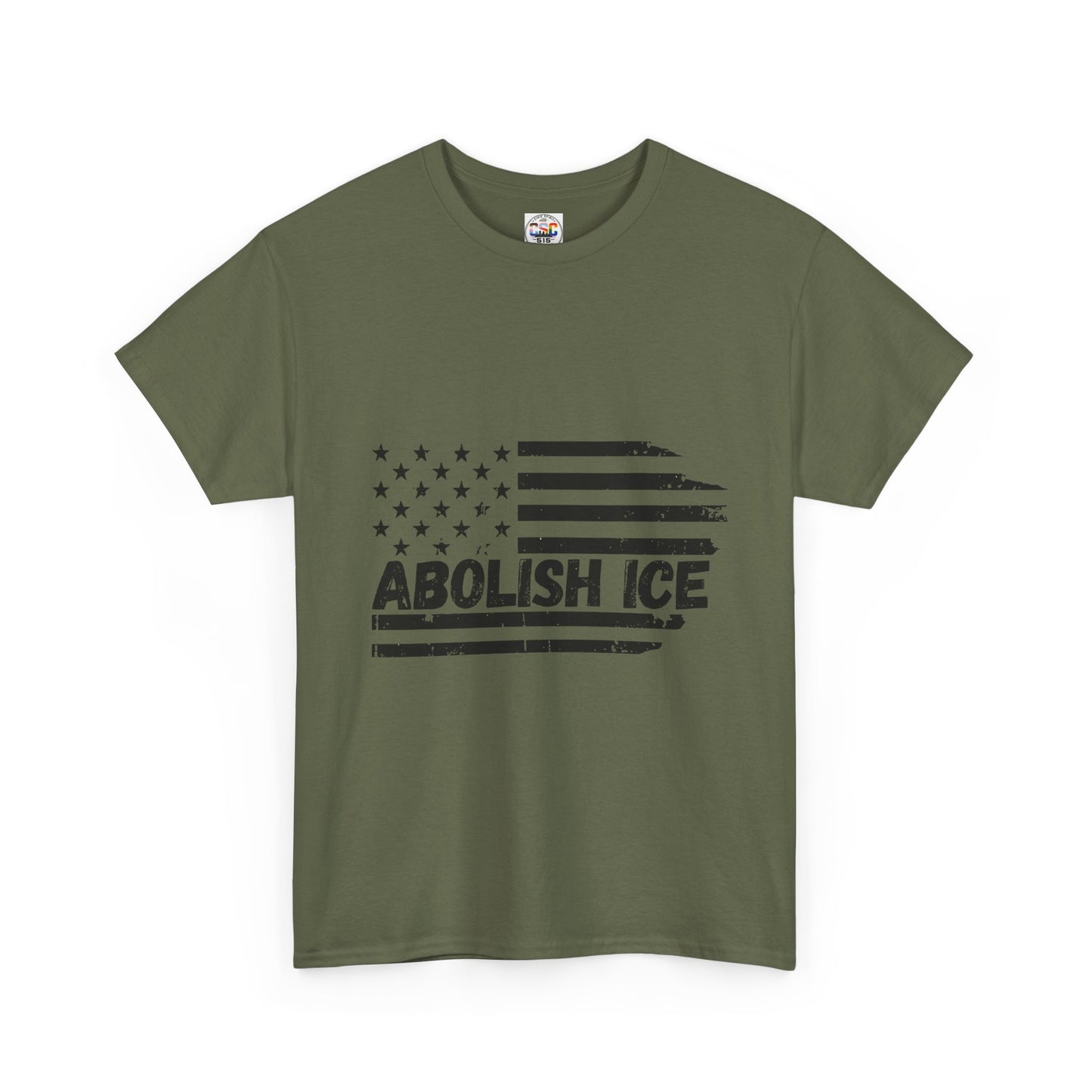 Abolish ICE T-Shirt — Distressed American Flag Protest Tee