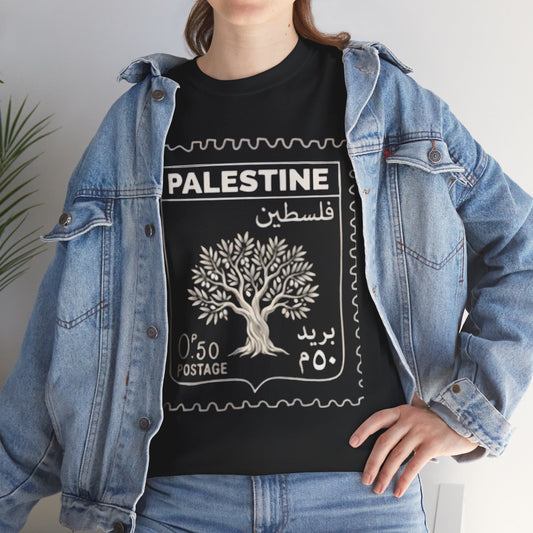 Palestine Stamp Tee — Olive Tree Postage Graphic T-Shirt
