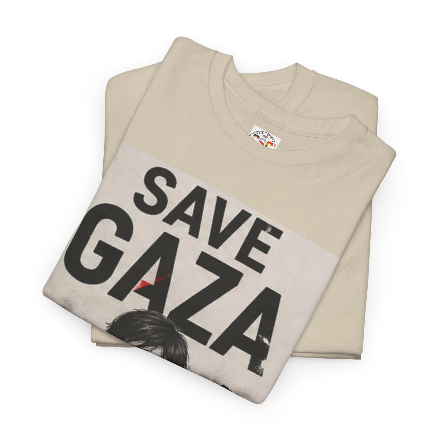 T‑Shirt — "Save Gaza" Protest Tee with Child Illustration (Humanitarian Support)