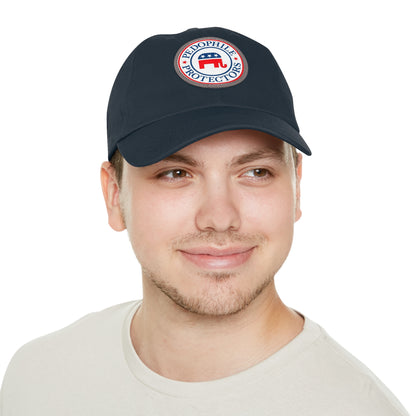 Dad Hat — Round Leather Patch 'Pedophile Protectors' Political Satire Cap
