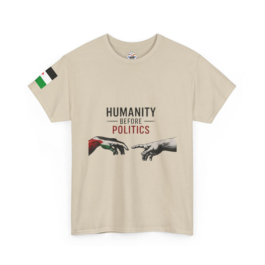 Humanity Before Politics T-Shirt — Unity Hands Graphic Tee