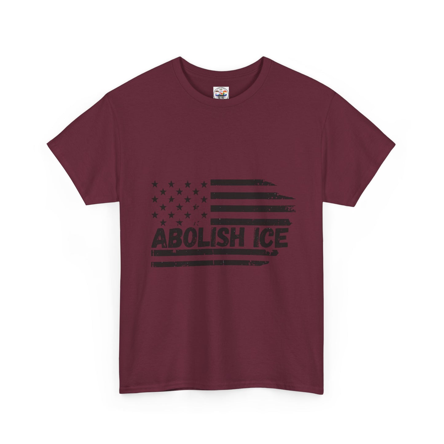 Abolish ICE T-Shirt — Distressed American Flag Protest Tee