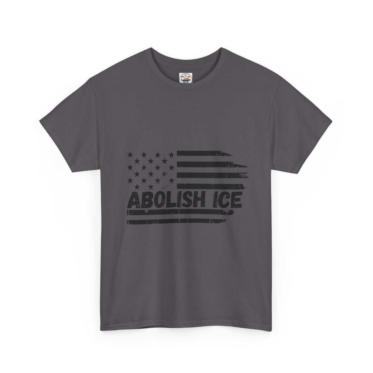 Abolish ICE T-Shirt — Distressed American Flag Protest Tee