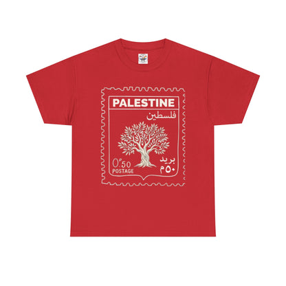 Palestine Stamp Tee — Olive Tree Postage Graphic T-Shirt